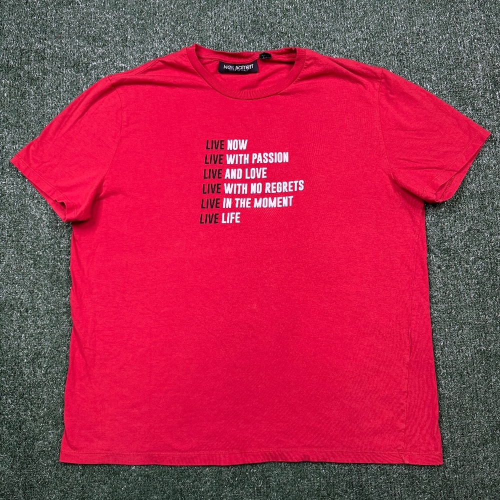Neil Barrett Graphic T Shirt Men's Size XL Red Short Sleeve Tee Live Now